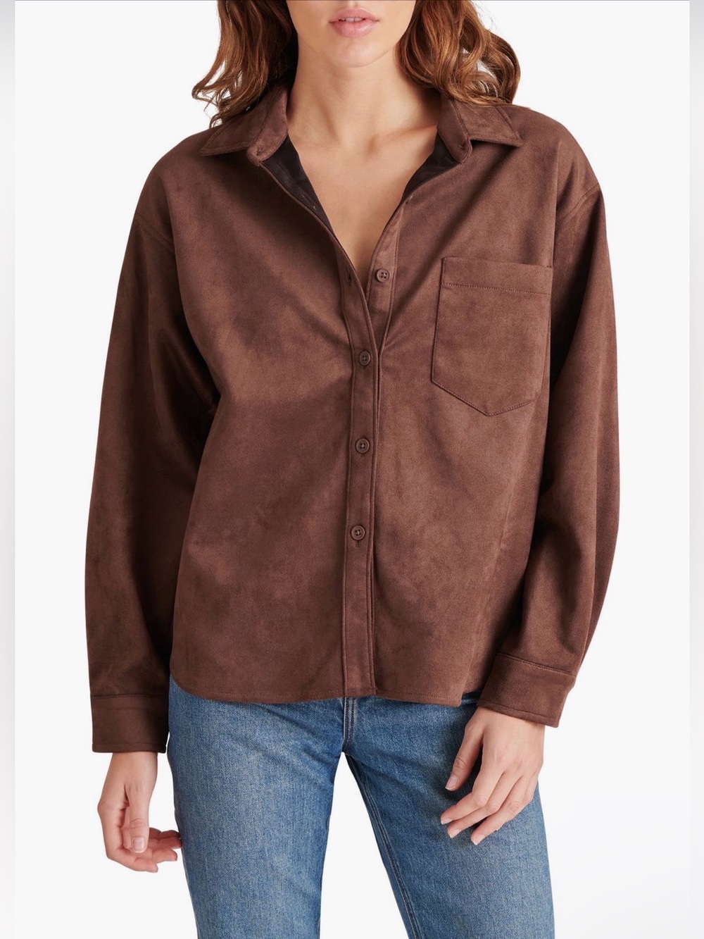 Steve Madden Faux Suede Boyfriend Shirt